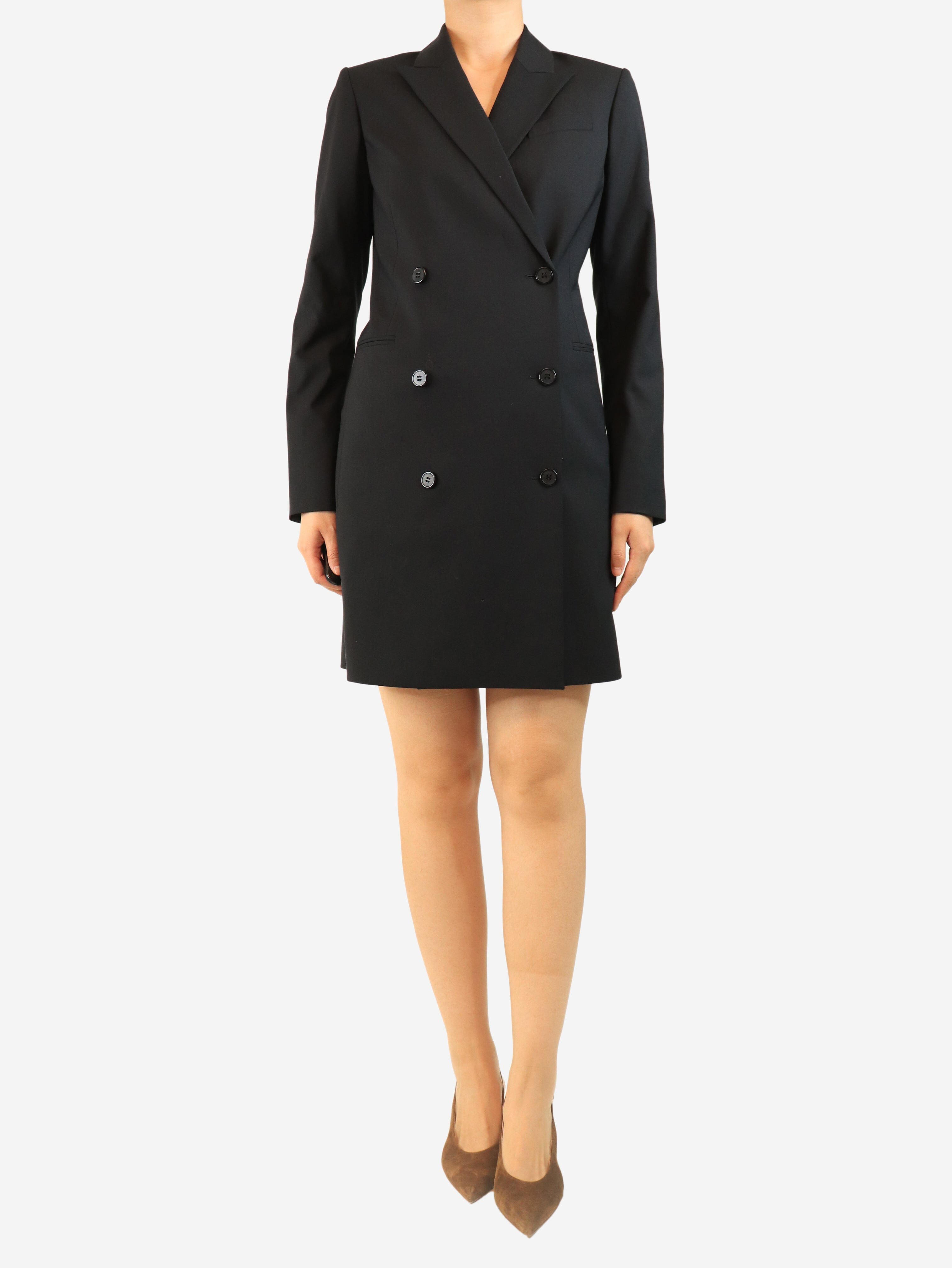 Black double-breasted long wool blazer - size UK 10 Coats & Jackets Theory 