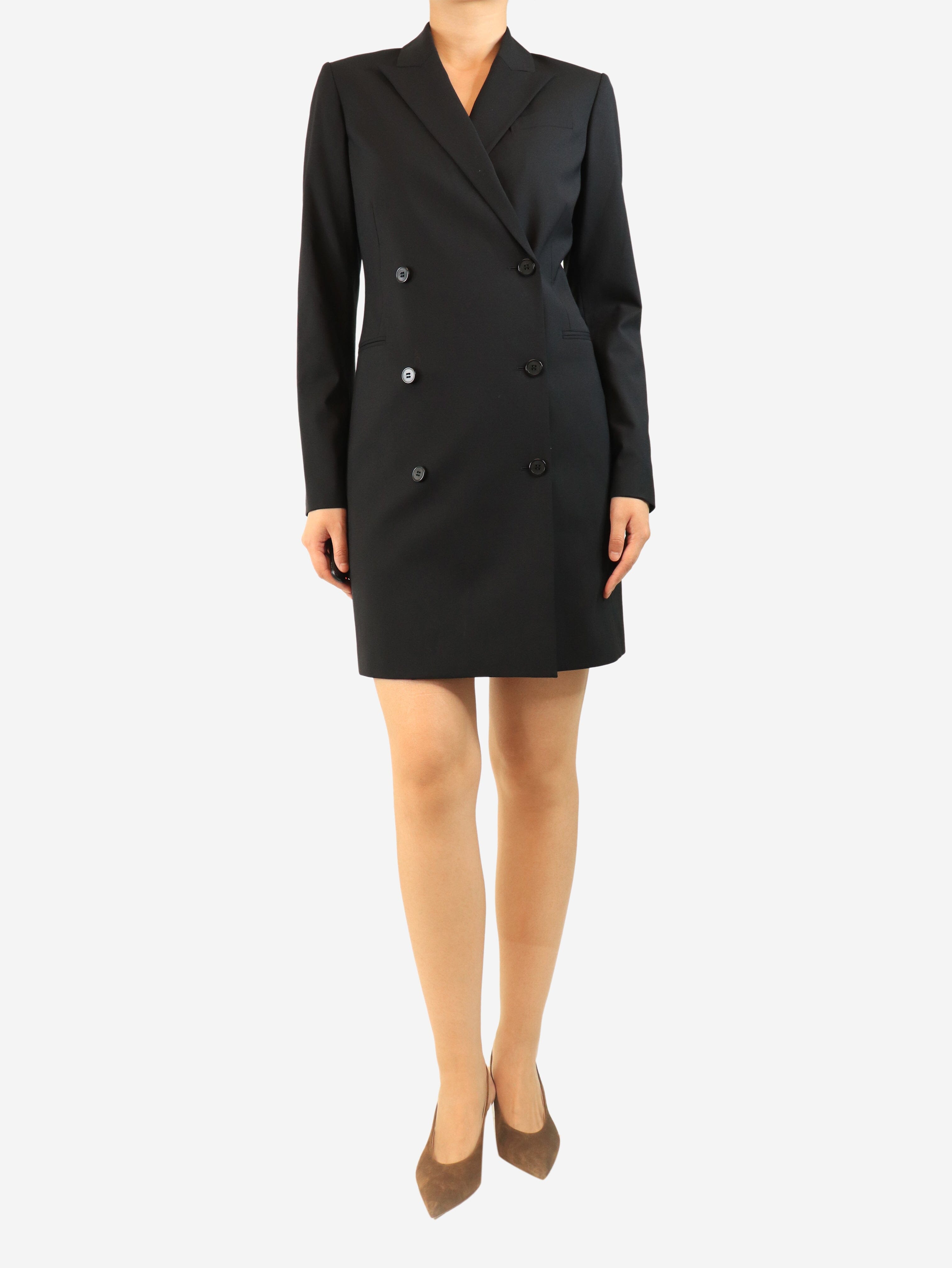 Black double-breasted long wool blazer - size UK 10 Coats & Jackets Theory 