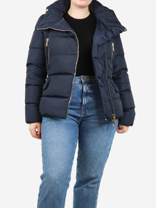 Moncler Blue high-neck puffer jacket - size UK 14