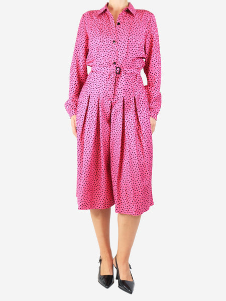 Pink and black heart print midi jumpsuit- size UK 10 product image