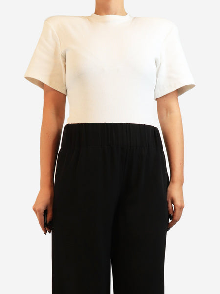 Cream short-sleeved ribbed bodysuit - size UK 8 product image