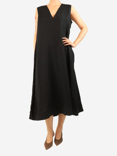 Black linen midi dress - size L Dresses Asceno 
