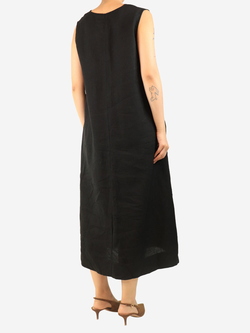 Black linen midi dress - size L Dresses Asceno 