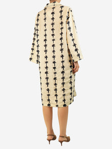 Cream and black printed midi dress - size L Dresses Desmond & Dempsey 