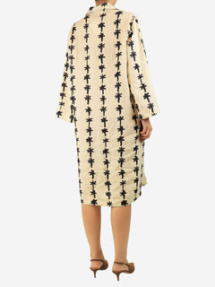 Cream and black printed midi dress - size L Dresses Desmond & Dempsey 