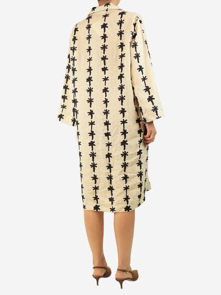 Cream and black printed midi dress - size L alternate image