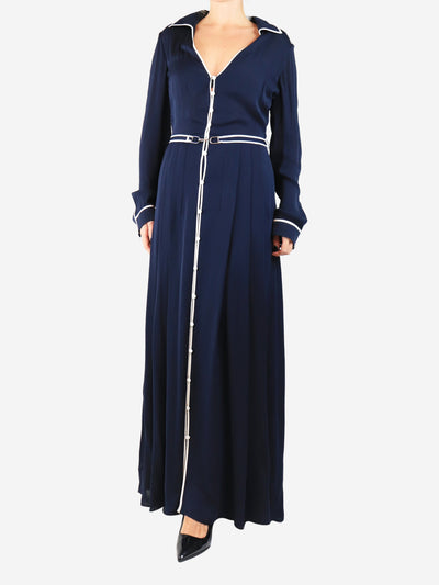 Midnight blue Lempicka pleated maxi dress - size UK 10 Dresses Gabriela Hearst 