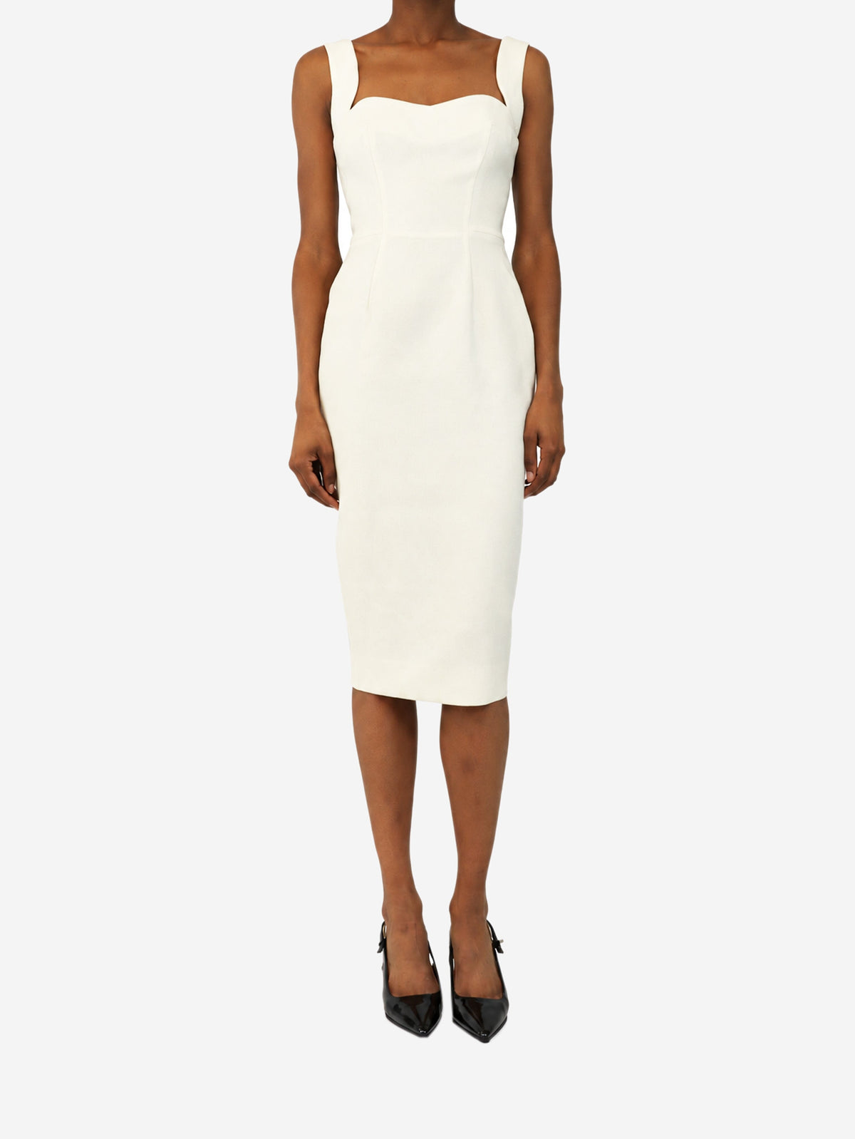 Cream sweetheart neckline midi dress - size UK 4 Dresses Victoria Beckham 