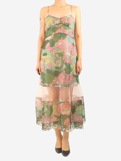Green floral mesh slip dress - size UK 10 Dresses Fendi 