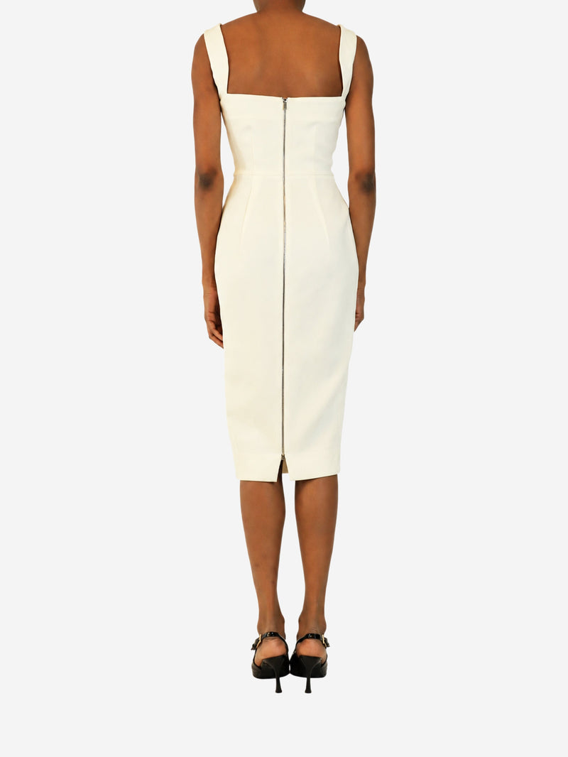 Cream sweetheart neckline midi dress - size UK 4 Dresses Victoria Beckham 