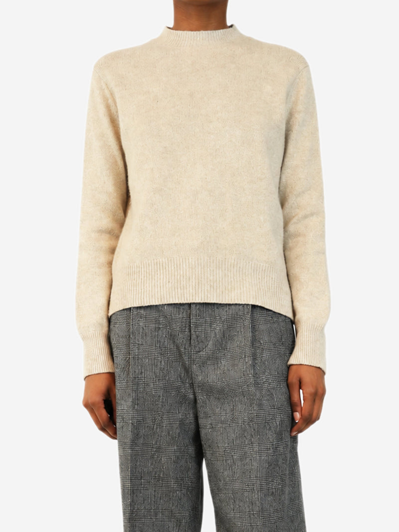 Oatmeal speckled crew-neck knit jumper - size XS Knitwear Loulou Studio 