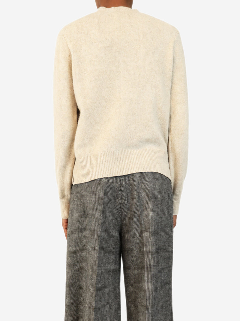 Oatmeal speckled crew-neck knit jumper - size XS Knitwear Loulou Studio 