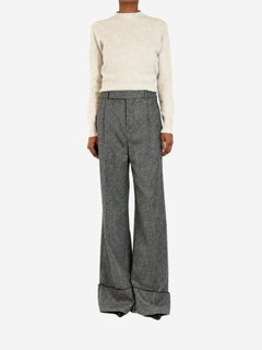 Grey houndstooth wide-leg trousers - size UK 8 Trousers Saint Laurent 