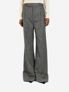 Grey houndstooth wide-leg trousers - size UK 8 Trousers Saint Laurent 