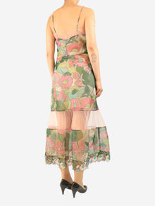 Green floral mesh slip dress - size UK 10 Dresses Fendi 