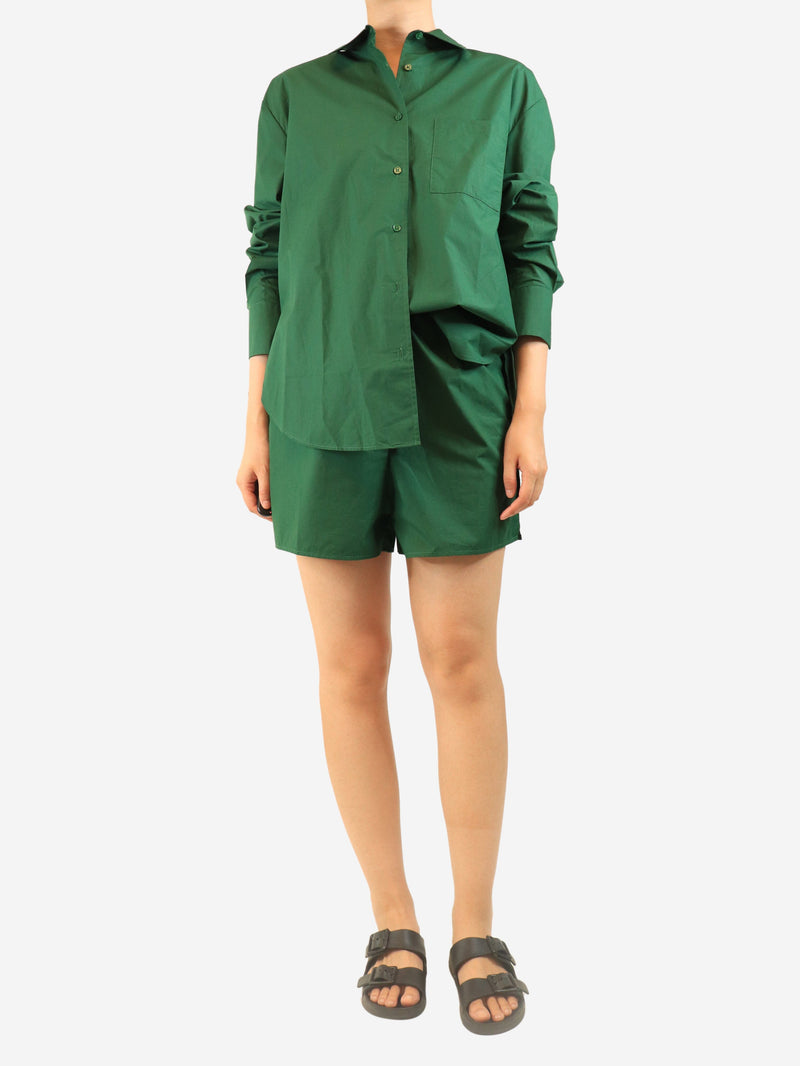 Hunter green Lui organic cotton shirt and shorts set - size S Sets The Frankie Shop 