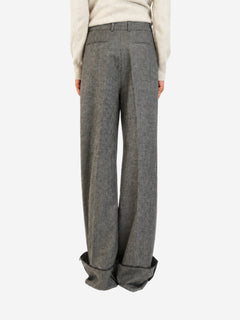 Grey houndstooth wide-leg trousers - size UK 8 Trousers Saint Laurent 