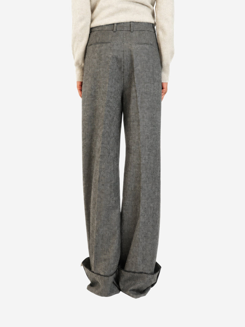 Grey houndstooth wide-leg trousers - size UK 8 Trousers Saint Laurent 