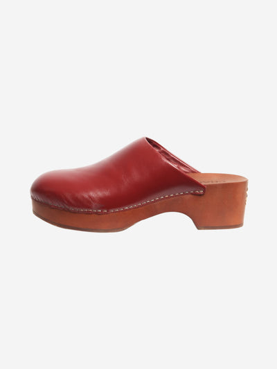 Wine leather wooden clogs - size EU 41 Flat Shoes Chanel 