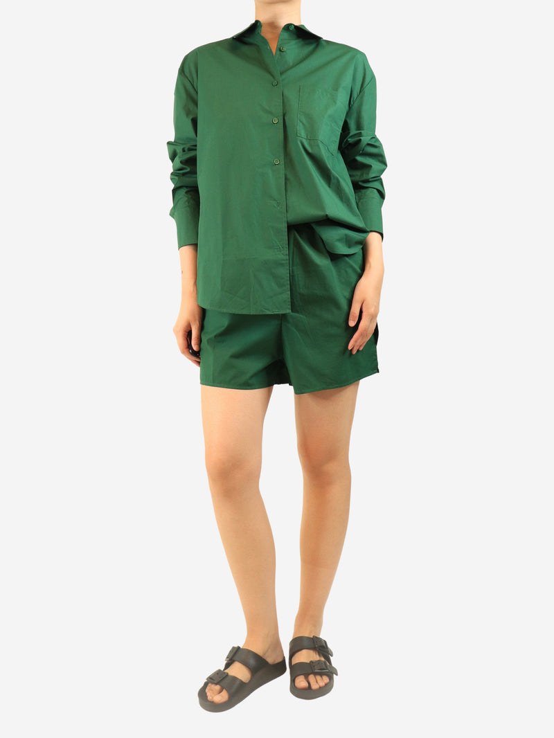 Hunter green Lui organic cotton shirt and shorts set - size S Sets The Frankie Shop 