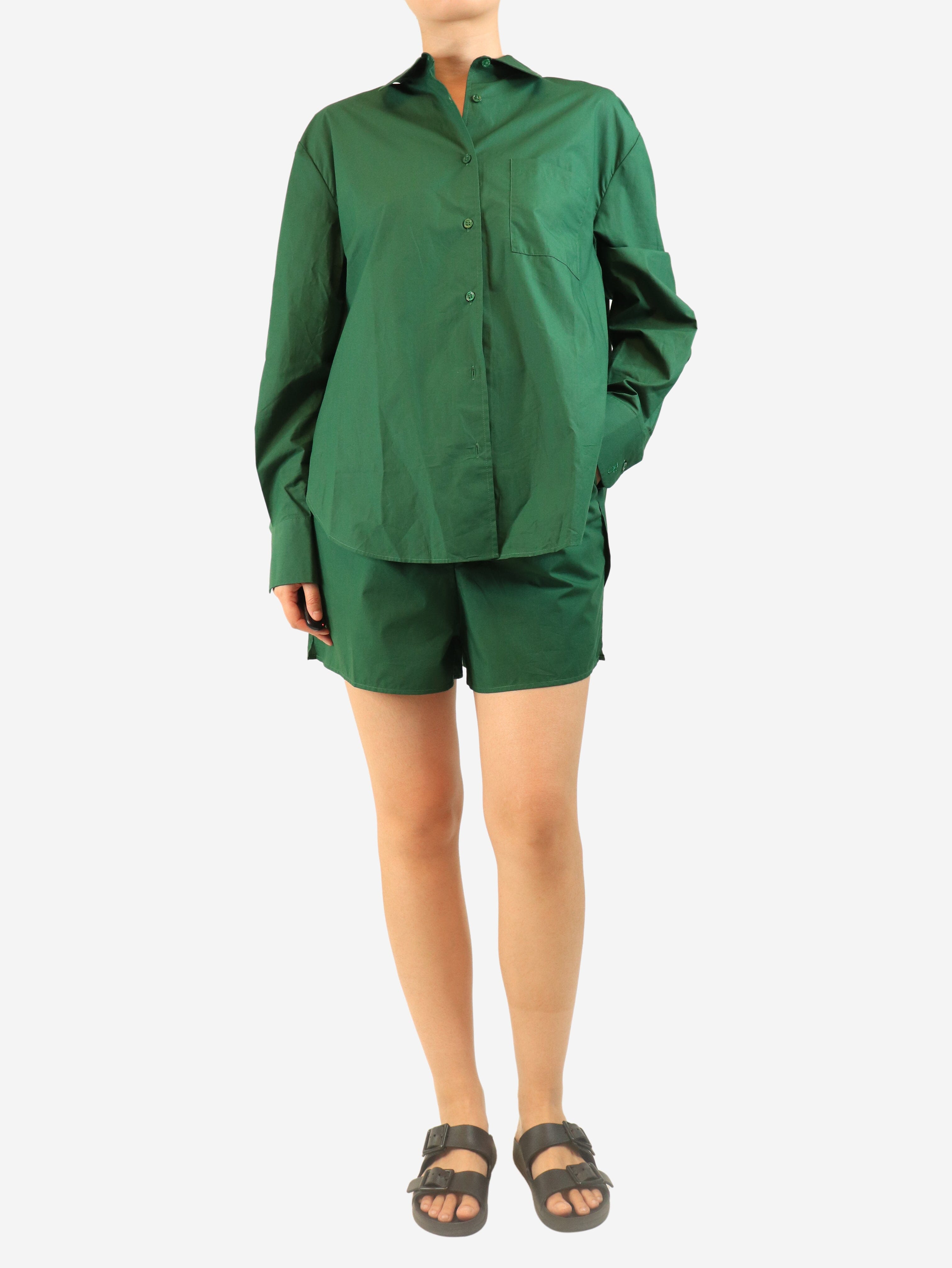 Hunter green Lui organic cotton shirt and shorts set - size S Sets The Frankie Shop 