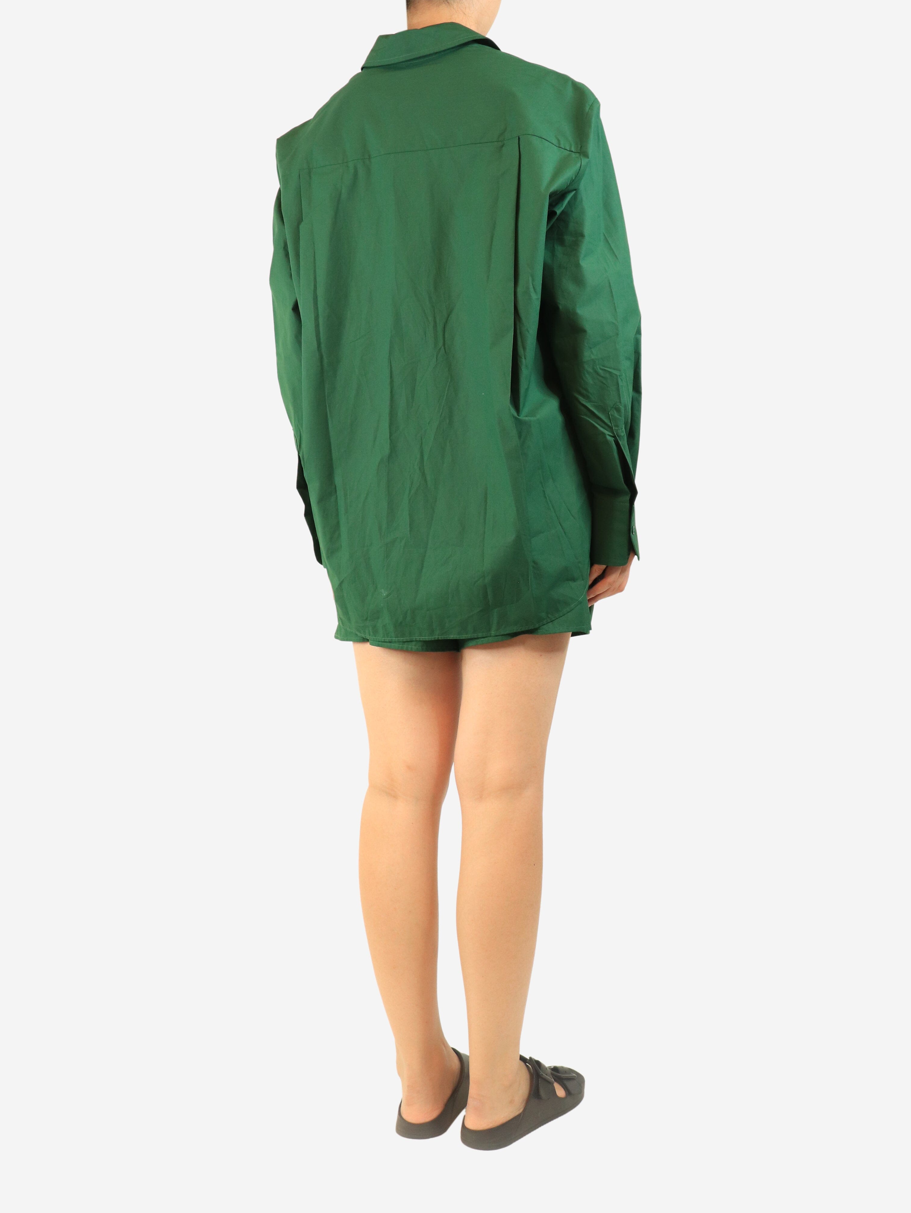 Hunter green Lui organic cotton shirt and shorts set - size S Sets The Frankie Shop 