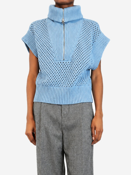 Blue Mila half-zip mesh knit top - size S product image