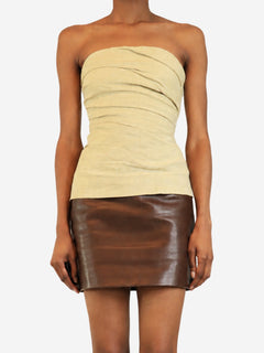 Stone linen Izel bandeau top - size UK 6 Tops Tove 