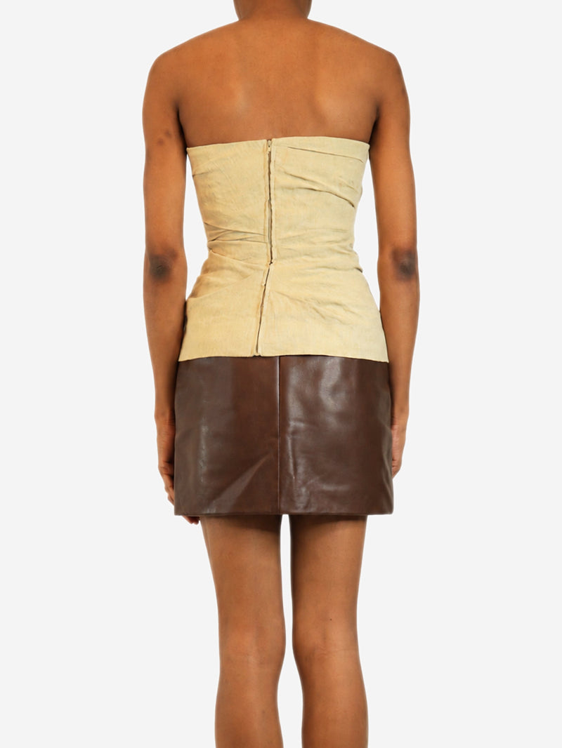 Stone linen Izel bandeau top - size UK 6 Tops Tove 