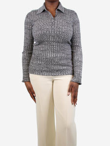 Gabriela Hearst Grey ribbed knit polo top - size M