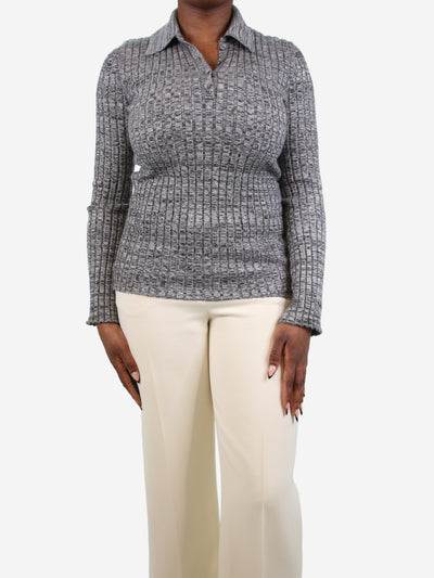 Grey ribbed knit polo top - size M Knitwear Gabriela Hearst 