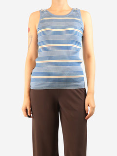 Blue striped rib-knit tank top - size UK 10 Tops Prada 