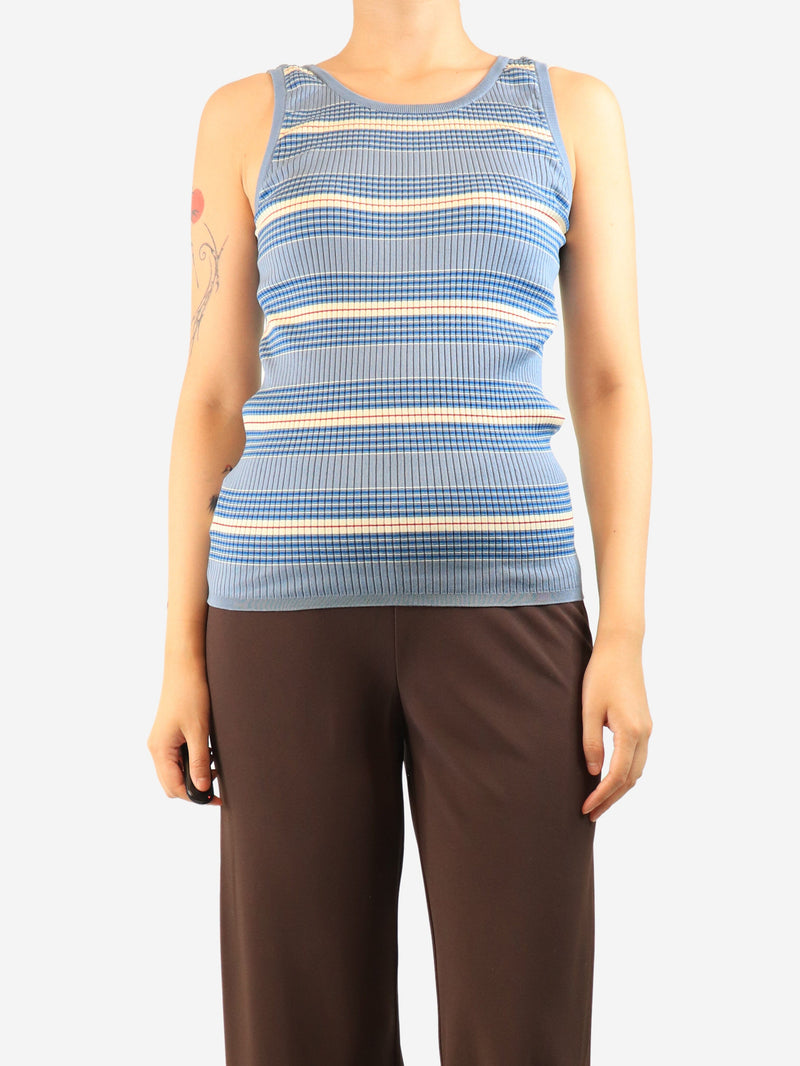 Blue striped rib-knit tank top - size UK 10 Tops Prada 