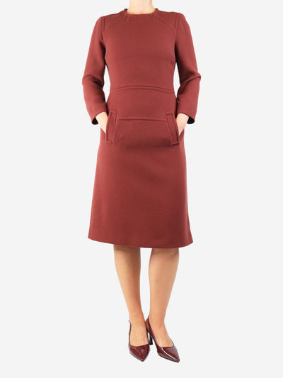 Red wool crepe midi dress - size UK 10 Dresses Bottega Veneta 