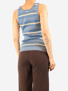 Blue striped rib-knit tank top - size UK 10 Tops Prada 