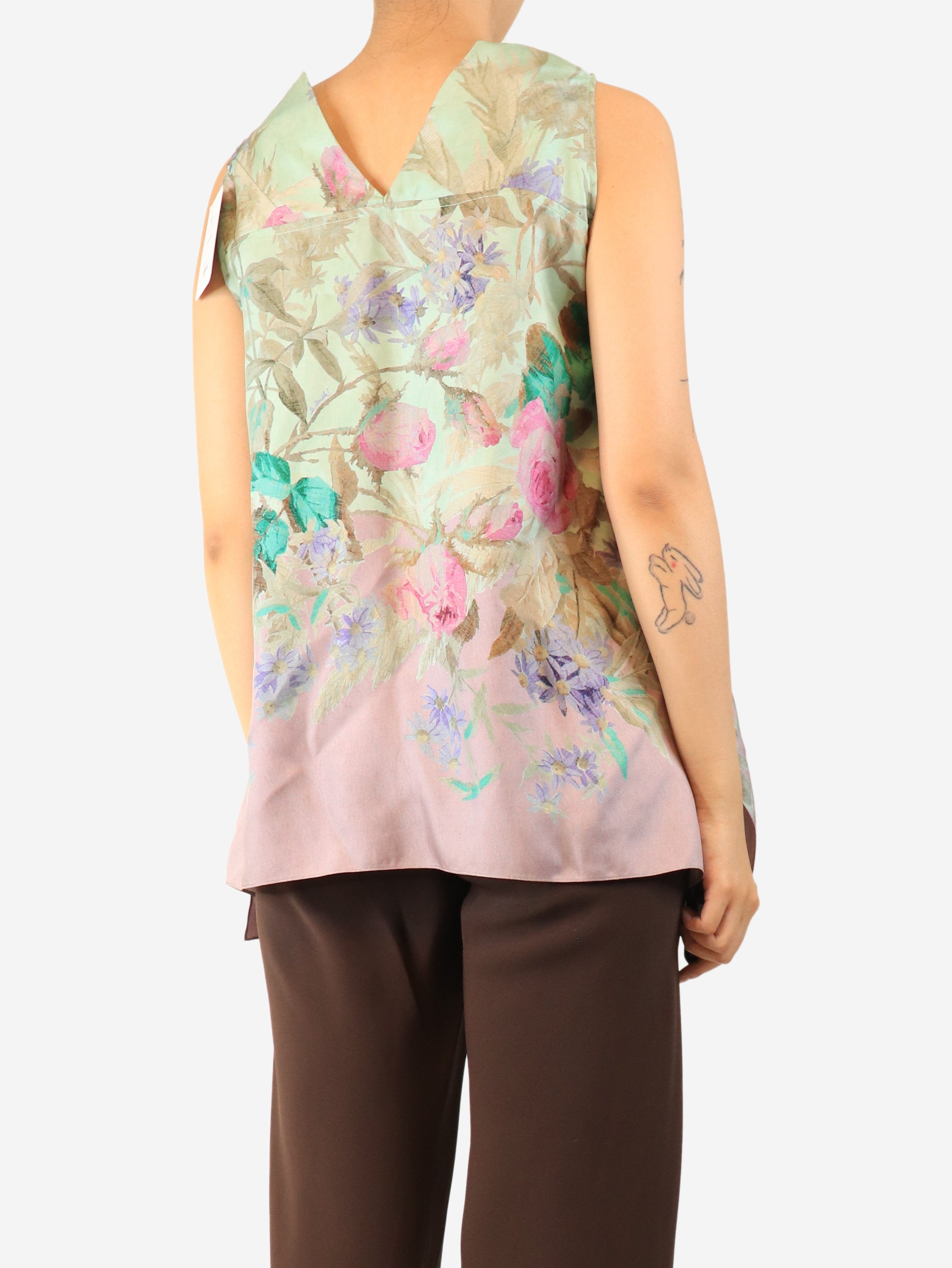 Mint and lilac San Carlo silk blouse - size M Tops La Double J 