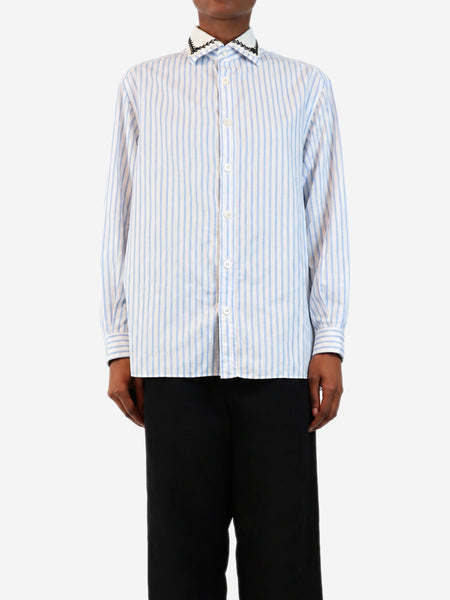 Blue and white striped embroidered collar shirt - size UK 8 product image