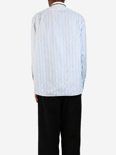 Blue and white striped embroidered collar shirt - size UK 8 alternate image