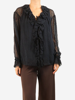 Navy polka dot wrap and blouse set - size UK 12 Sets Chloe 
