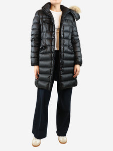 Moncler Black long puffer coat - size UK 14