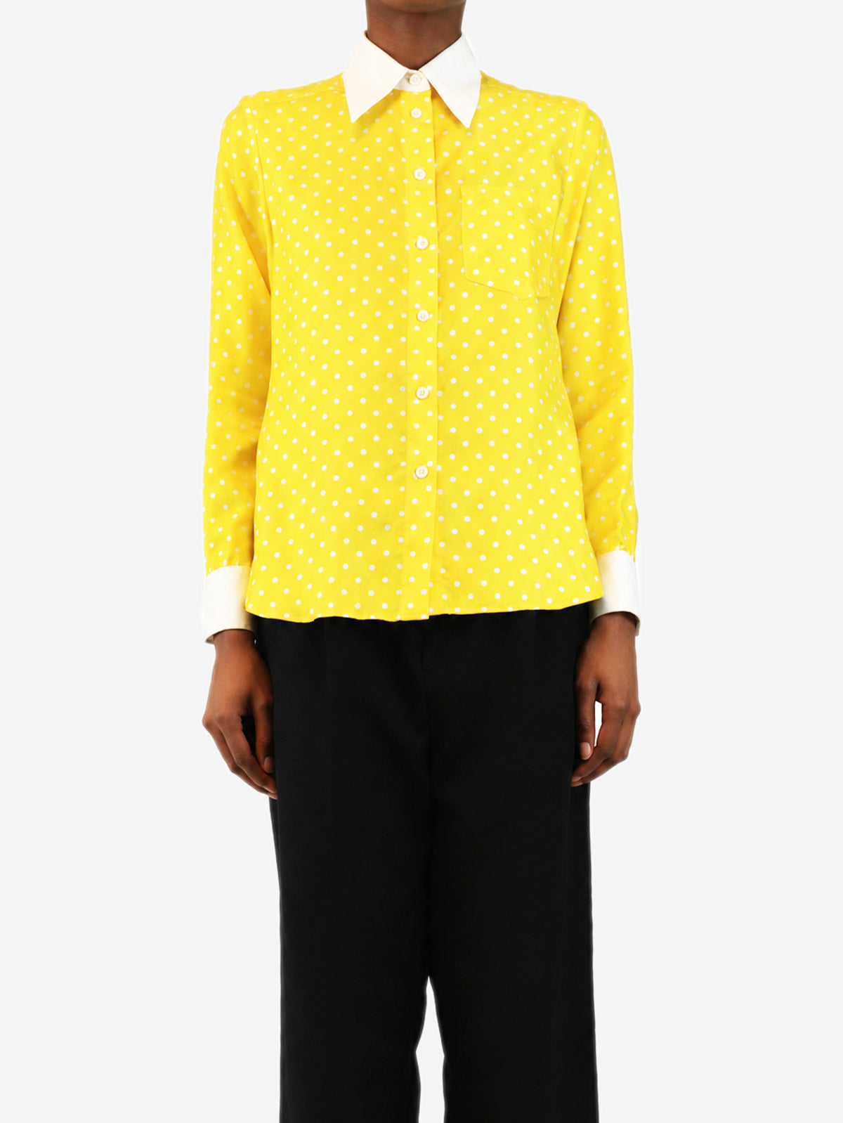 Yellow polka dot silk Minnelli shirt - size UK 8 Tops Bella Freud 