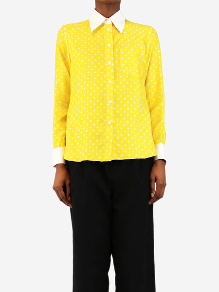 Yellow polka dot silk Minnelli shirt - size UK 8 product image