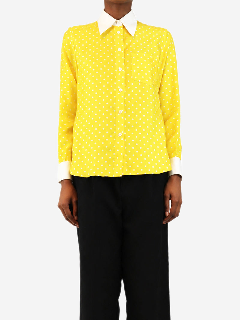 Yellow polka dot silk Minnelli shirt - size UK 8 Tops Bella Freud 