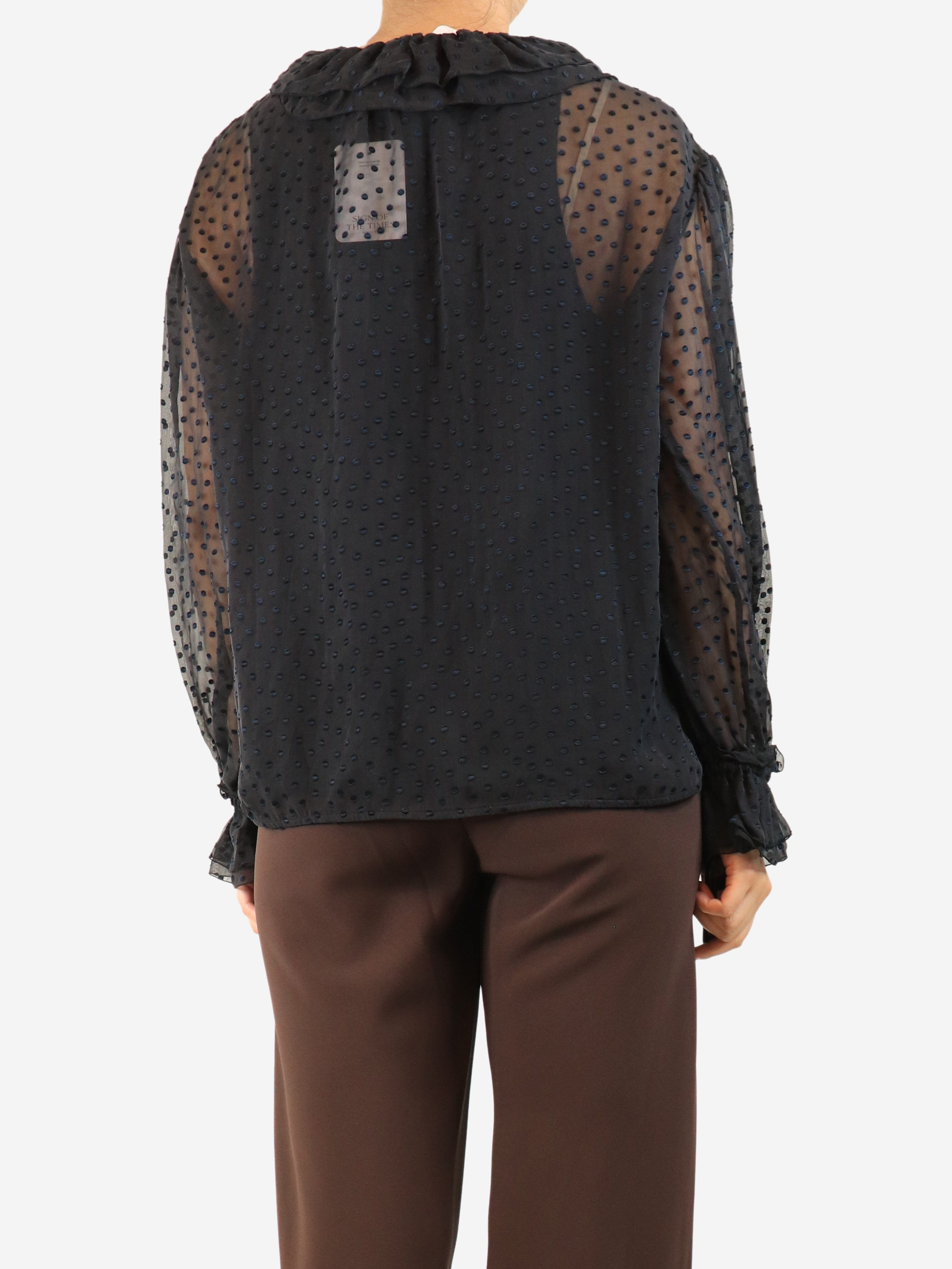 Navy polka dot wrap and blouse set - size UK 12 Sets Chloe 