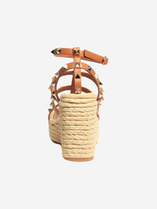 Valentino Tan Rockstud espadrilles wedge sandals - size EU 36