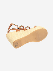 Valentino Tan Rockstud espadrilles wedge sandals - size EU 36