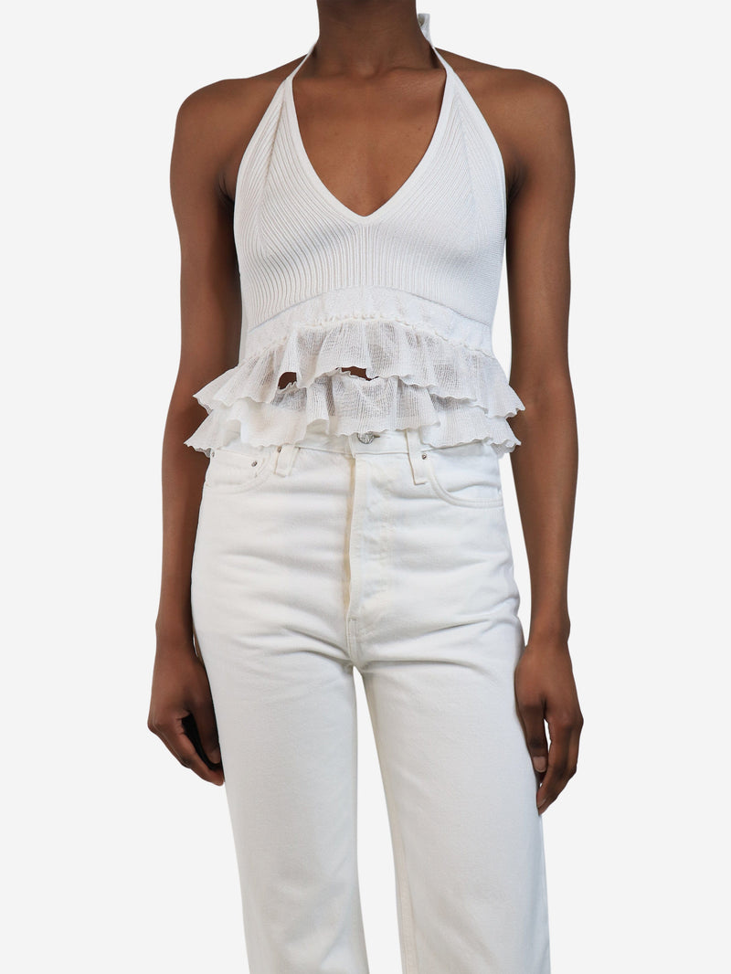 White cropped halter-neck top - size UK 8 Tops Alaia 