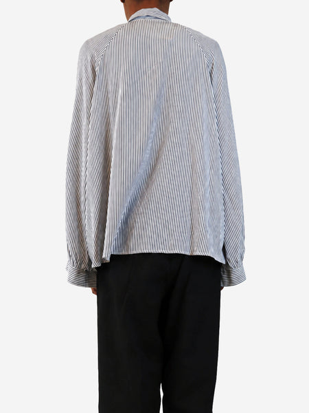 Blue and white striped silk shirt - size XS alternate image