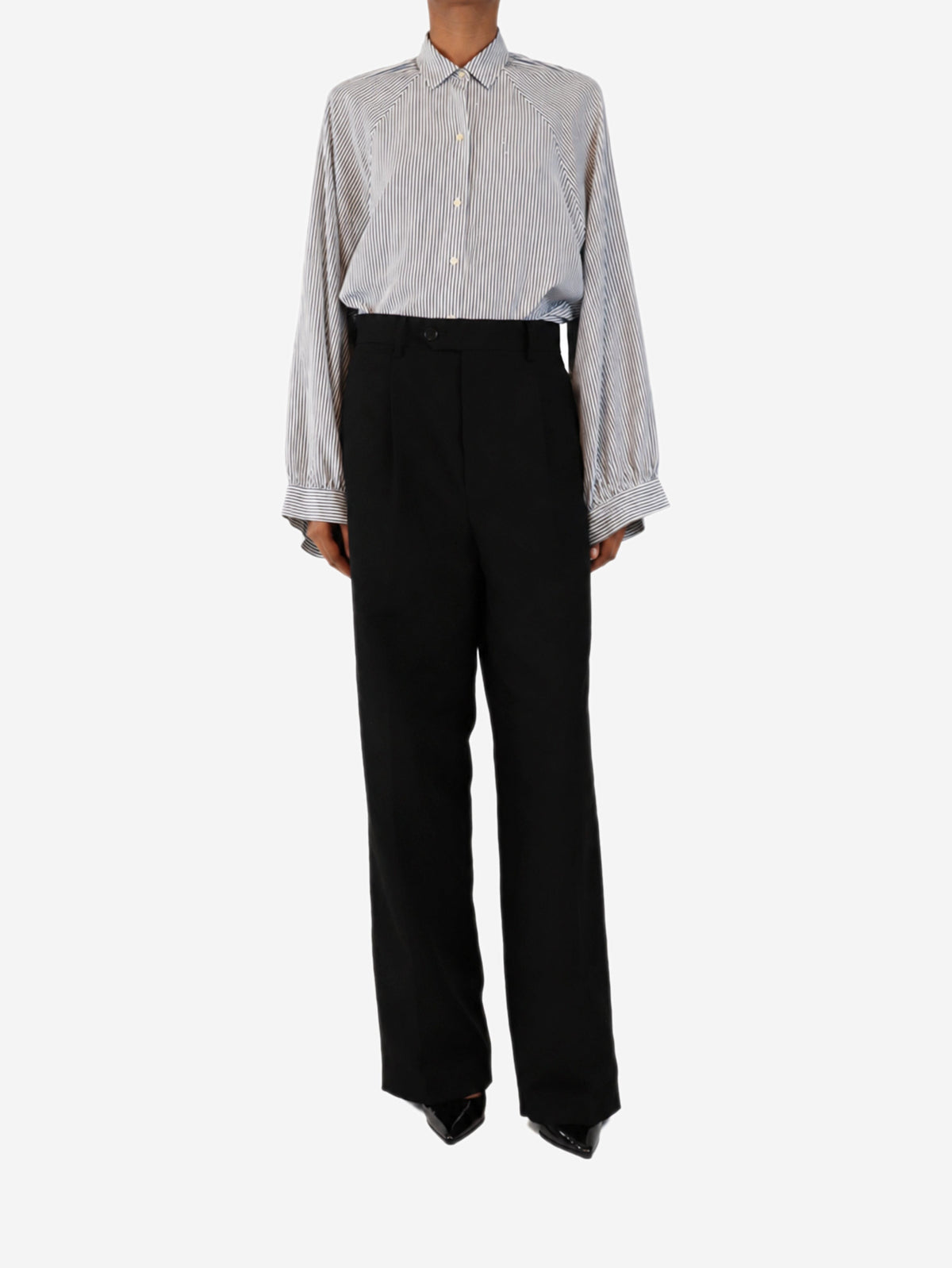 Black pleated high-waisted wool trousers - size UK 6 Trousers Auralee 