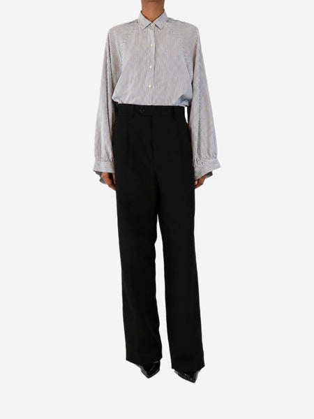 Black pleated high-waisted wool trousers - size UK 6 alternate image